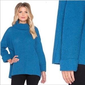 Free people cowl neck waffle sweater medium